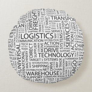 LOGISTICS pattern with words Round Pillow