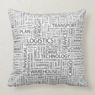 LOGISTICS pattern with words Throw Pillow