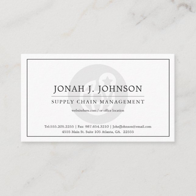 Logistics + Supply Chain Dept. | Minimal Style BW Business Card (Front)