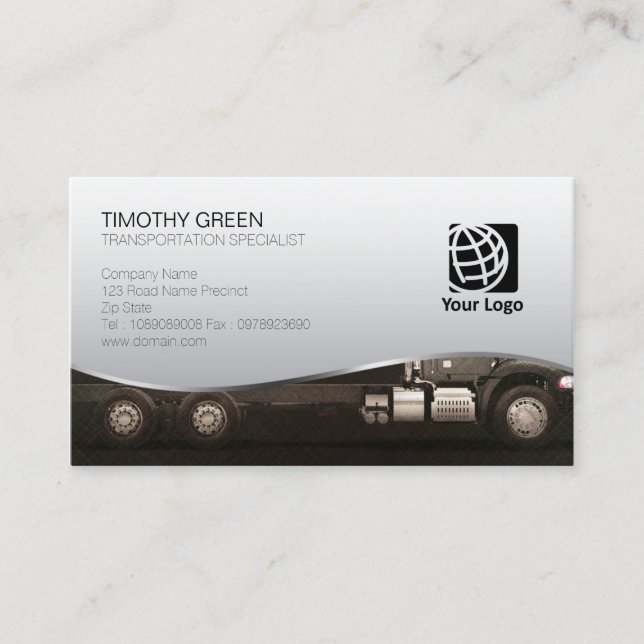 Logistics Transportation Services Truck Wheels Business Card (Front)