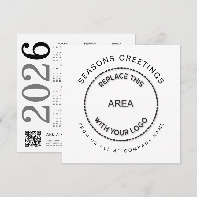 Logo 2026 Calendar QR Code Company Christmas  Holiday Card (Front/Back)
