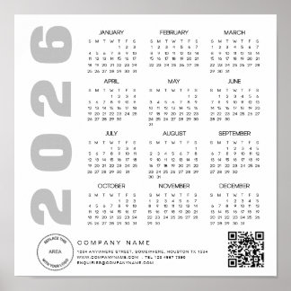 Logo 2026 Calendar QR Code Company name Poster