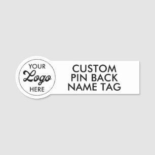 LOGO 3.75" x 1.25" Pin Back Custom Name Tag Blank