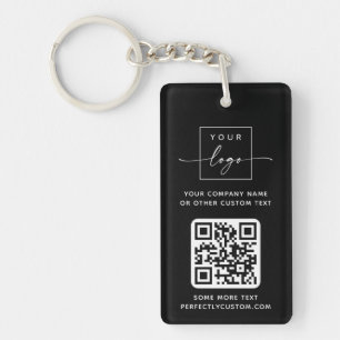 Logo 3 QR codes custom text black or any colour Keychain