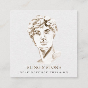 *~*  Logo 3 QR - Mythology Greek God AP45 DAVID  Square Business Card