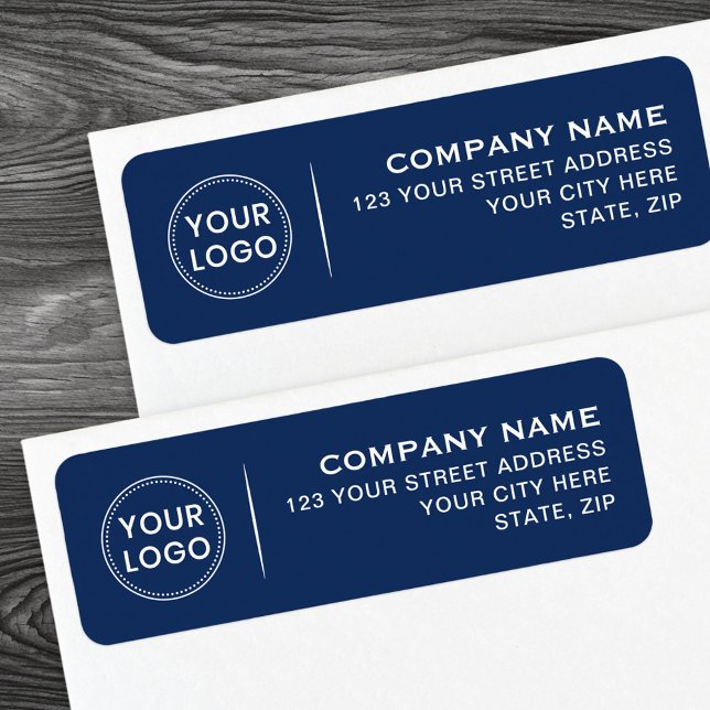 Logo 4 lines of text blue business return address (Logo 4 lines of text blue business return address label)
