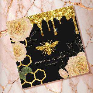 logo abeille et carte de visite carré rose