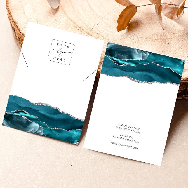 Logo Agate Teal Silver Necklace Display Card (Creator Uploaded)