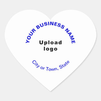 Logo and Blue Business Brand Texts on Heart Sticker