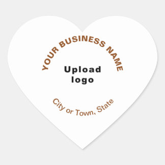 Logo and Brown Business Brand Texts on Heart Sticker