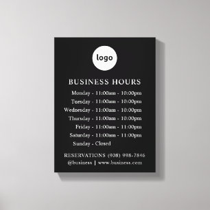 LOGO and Business Hours   Stretched Canvas