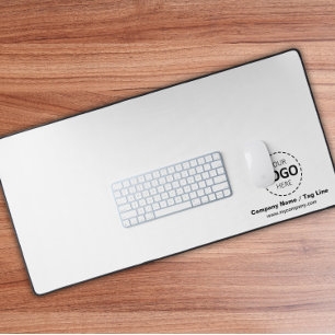 Logo and Company Details Custom White Desk Mat