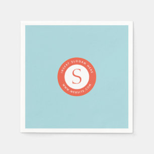 Logo and Company Soft Cyan Bright red Napkin