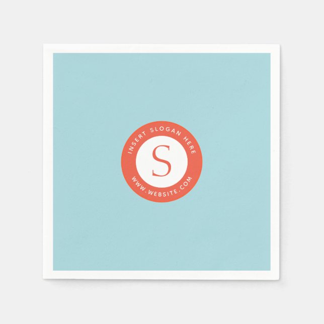 Logo and Company Soft Cyan Bright red Napkin (Front)