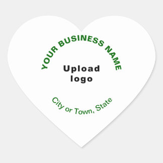 Logo and Green Business Brand Texts on Heart Sticker