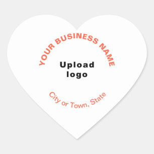 Logo and Orange Colour Business Brand Texts on Heart Sticker