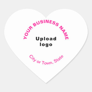 Logo and Pink Business Brand Texts on Heart Sticker