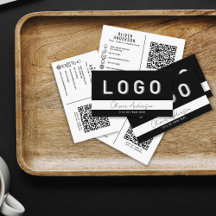 LOGO and QR code Black Business Card