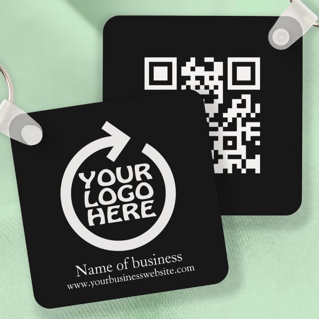 Logo and QR Code Personalized Business Keychain (Logo and QR Code Personalized Business Keychain by Ricaso. Easy edit template. Add your own logo)