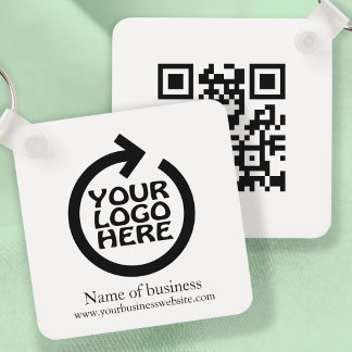 Logo and QR Code Personalized Business Keychain