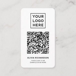 Logo and QR Code Simple Black and White Business Card