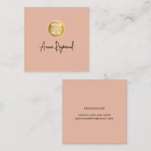Logo and Script Name Boho Rose Square Business Card