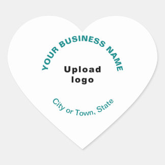 Logo and Teal Green Business Brand Texts on Heart Sticker