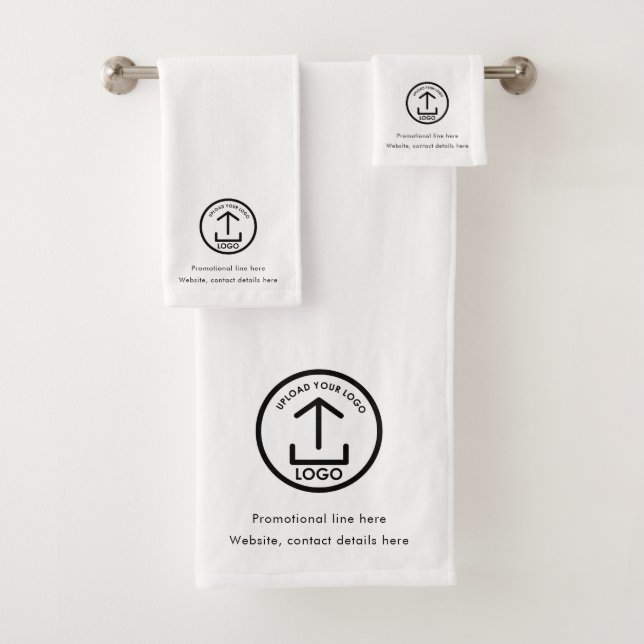 Logo and Text Promotional Professional Swag White Bath Towel Set (Insitu)