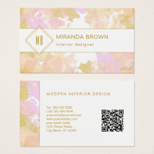 Logo Aquarelle moderne Abstrait Code QR rose or