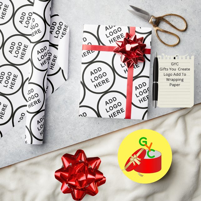 Logo Art Slogan Custom Photo Create It Yourself Wrapping Paper (Gift wrap logo circle pattern. Add your business, photo, or artwork when personalizing it.)