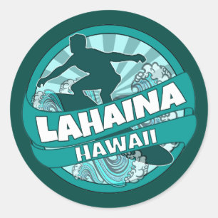 Logo autocollants de Lahaina Hawaii turquoise surf