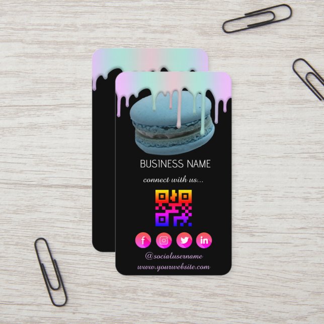 Logo Bakery  -Social Media QR Code  Business Card (Front/Back In Situ)