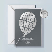 Logo Balloon Grey Business Silver Foil Birthday