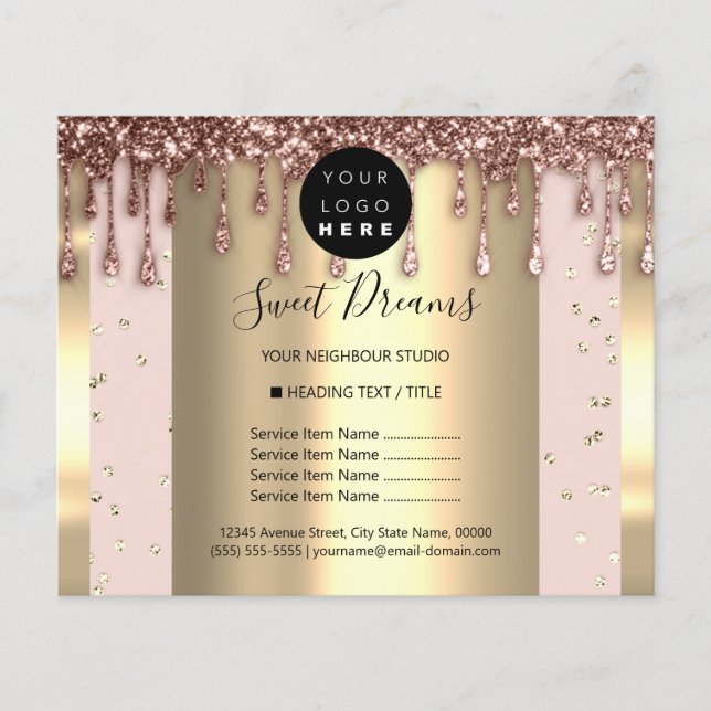 Logo Beauty Makeup Nails Price List Blush SPA Flyer (Front)