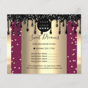 Logo Beauty Makeup Nails Price List Drips Berry Flyer
