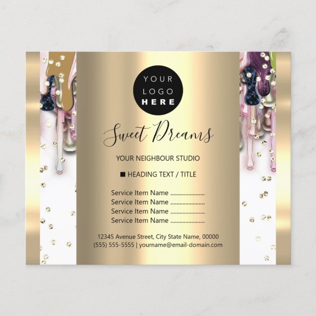 Logo Beauty Makeup Nails Price List Drips Flyer (Front)