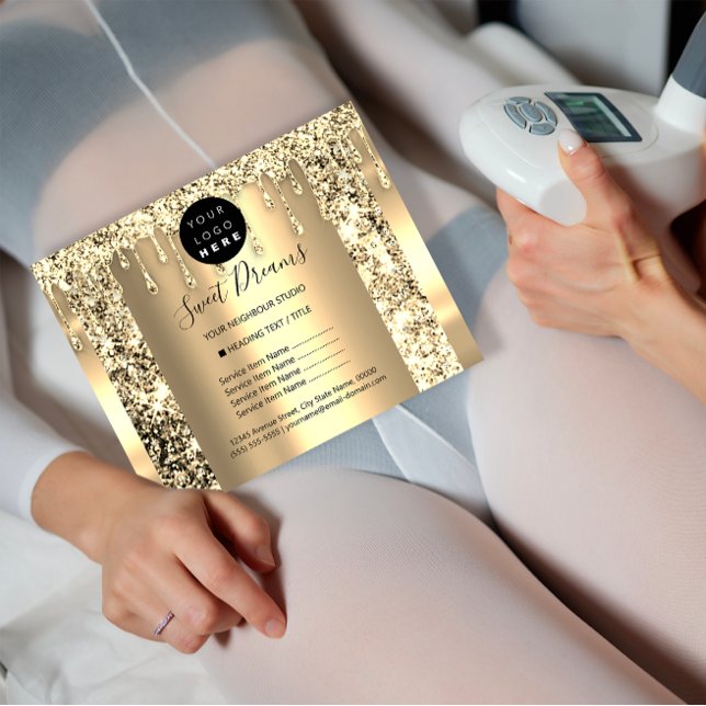 Logo Beauty Makeup Nails Price List Gold Glitter Flyer (Logo Beauty Makeup Nails Price List Gold Glitter Flyer)