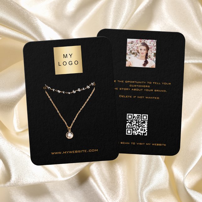 Logo bijoux d'oreille en or noir photo QR affichag (Créateur téléchargé)