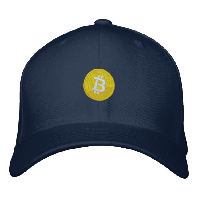 Logo Bitcoin brodé FlexFit Casquette (Devant)