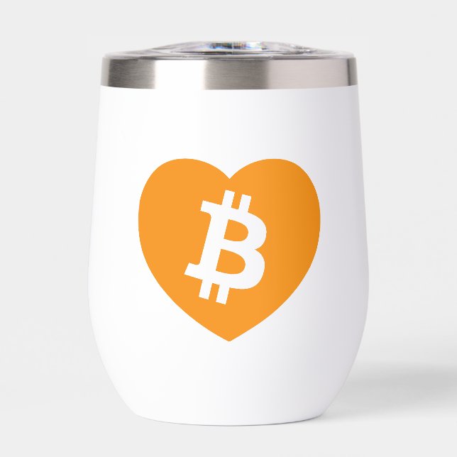 Logo Bitcoin dans le tombeur thermique du coeur (Avant)