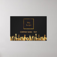 Logo black gold city skyline business real estate