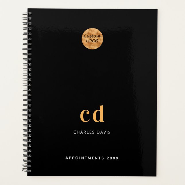 Logo black gold monogram initials business planner (Front)