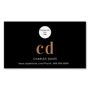 Logo black gold monogram initials minimalist  	Magnetic business card