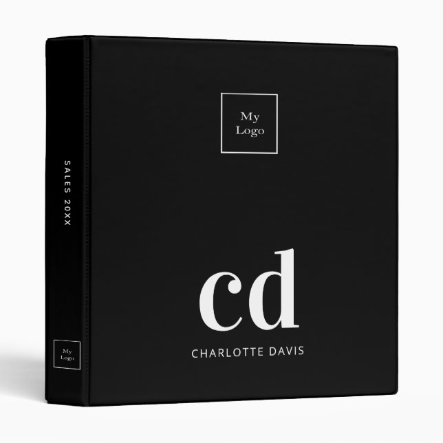 Logo black monogram white modern business office binder (Front/Spine)