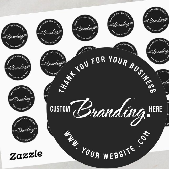 Logo Black Thank You Business Sticker Label (logo sticker label)
