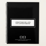 Logo Black White Business Planner<br><div class="desc">Black background and white text. Personalize and add your logo, name and a title year. Your logo both on the front and the back with space for additional information below.</div>