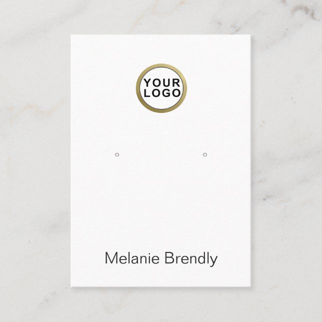 Logo Black White Jewellery Earring Display Business Card (Front)