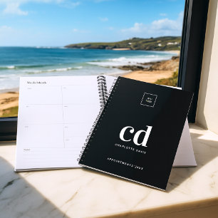 Logo black white monogram initials business 2025 planner