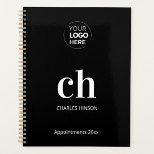 Logo black white monogram initials business  planner