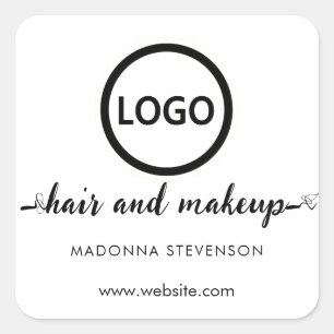 Logo black white simple typography hair makeup  square sticker